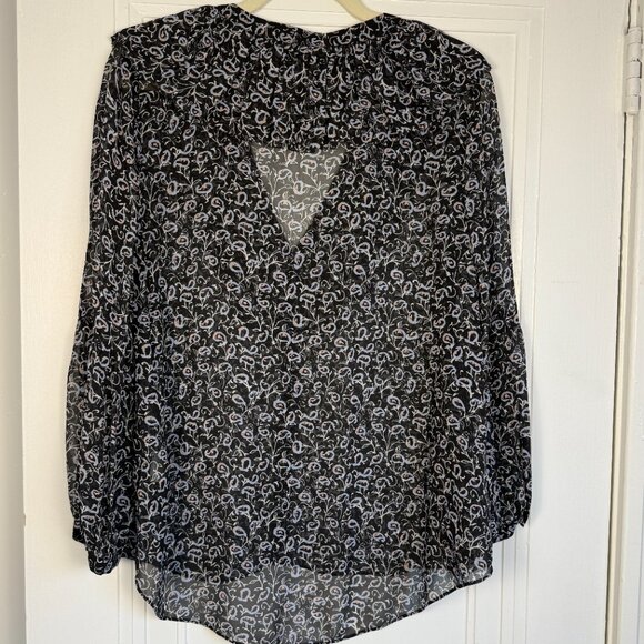 Veronica Beard Semi-Sheer Silk Print Blouse - Size 10 - Picture 7 of 9